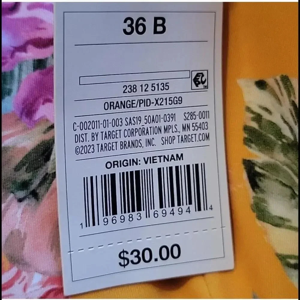 NWT Shade & Shore Women's Ruffle Underwire Bikini Top 36B Orange Green Floral